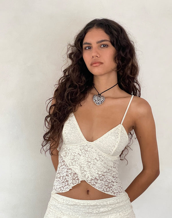 motel rocks Cojira Lace Butterfly Top in Ivory