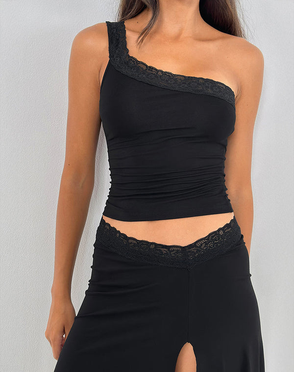 Motel Rocks Cordia One Shoulder Top In Black