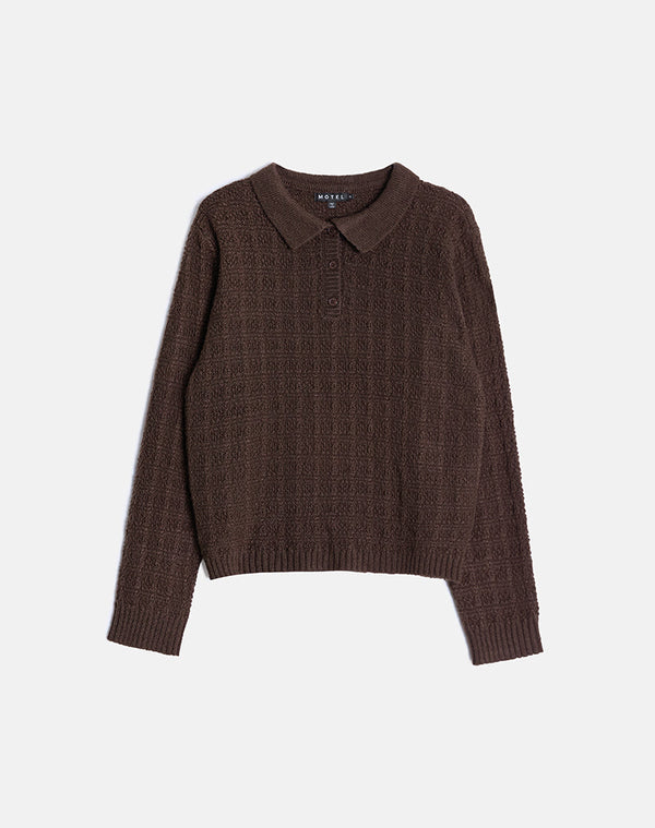 Motel Rocks Dalina Knit Jumper In Check Brown
