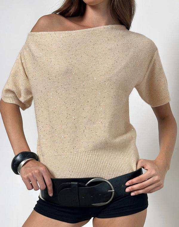 Motel Rocks Darusa Top In Dispersed Sequin Gold
