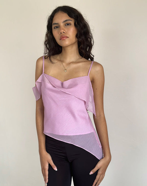 Motel Rocks Davila Chiffon Top In Pink Shimmer