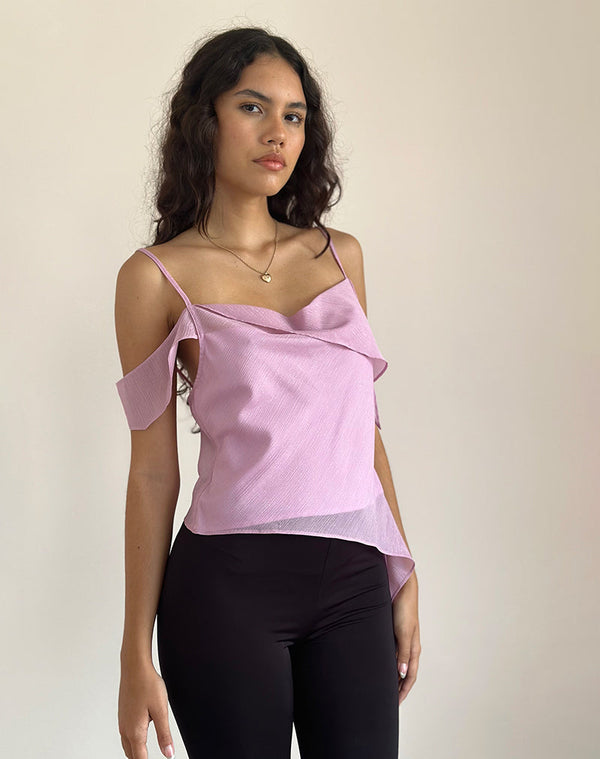 Motel Rocks Davila Chiffon Top In Pink Shimmer