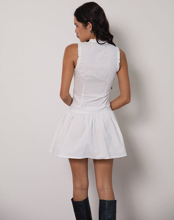 Motel Rocks Dayara Mini Dress In Poplin White