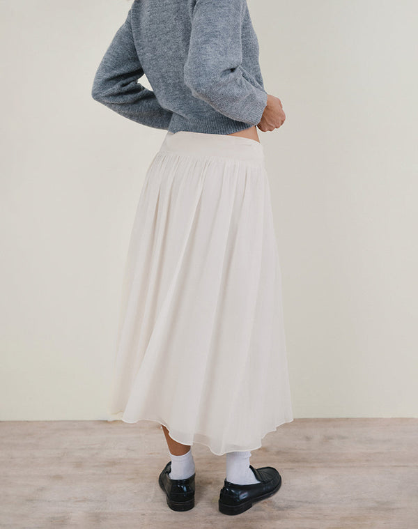 Motel Rocks Derika V Waist Maxi Skirt In Cream