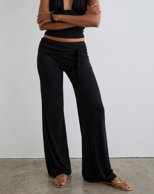 motel rocks Donata Trouser in Black with Belt