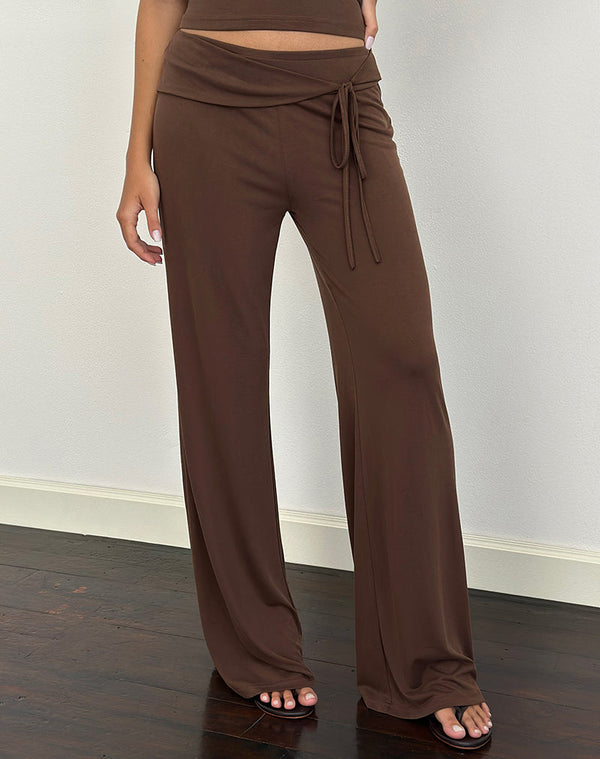 Motel Rocks Donata Trouser In Cupro Dark Brown