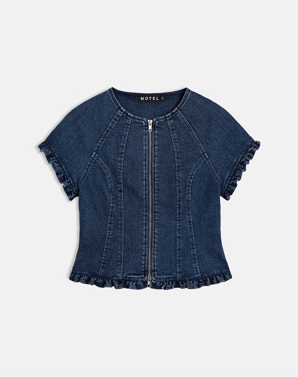 Motel Rocks Dunya Top In Chambray Vintage Blue