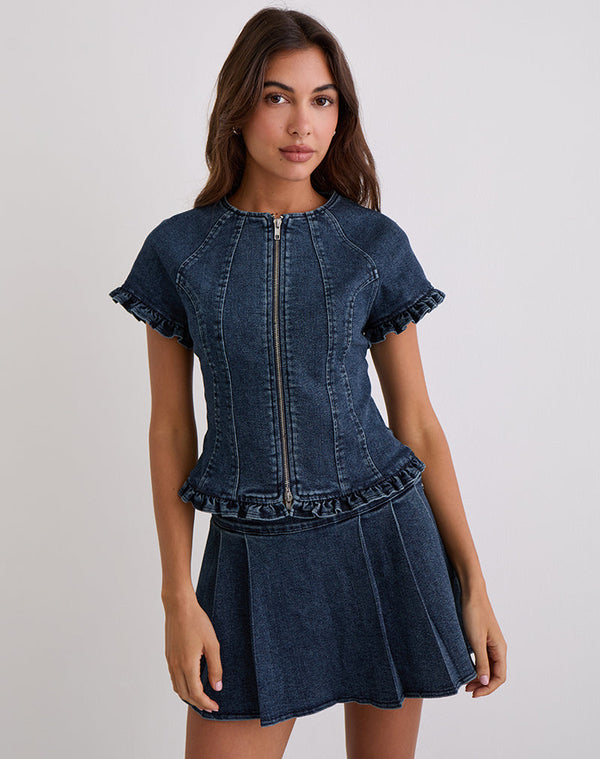 Motel Rocks Dunya Top In Chambray Vintage Blue