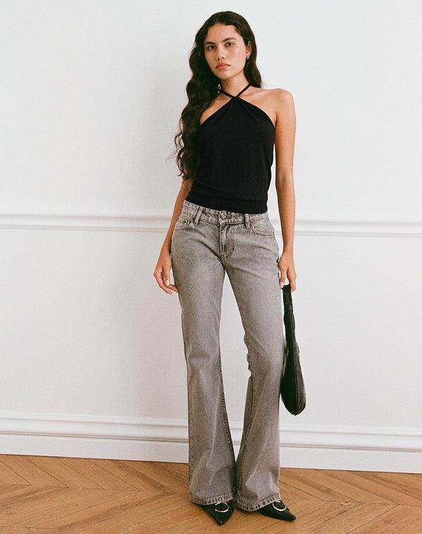 motel rocks Dyilla Arrow Neck Top in Black