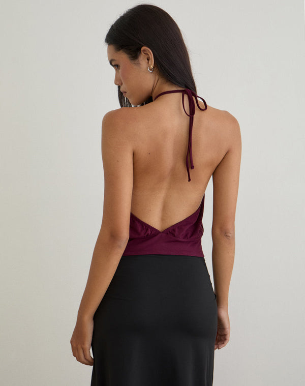 Motel Rocks Dyilla Halter Top In Deep Purple