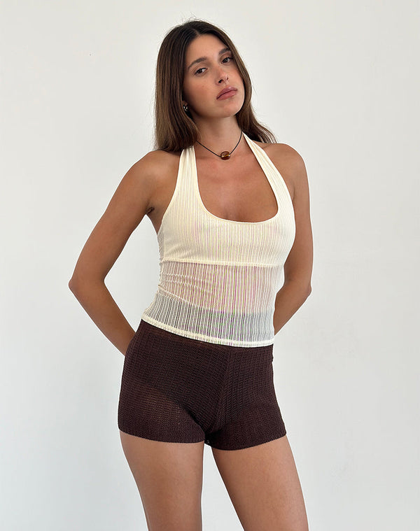 motel rocks Elagia Top in Sheer Texture Ivory
