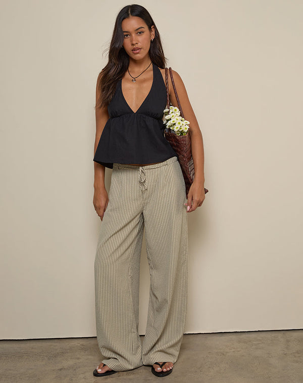 Motel Rocks Eldana Halterneck Top In Black