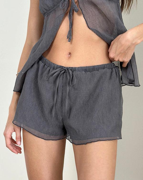 motel rocks Elletra Short in Crinkle Chiffon Grey