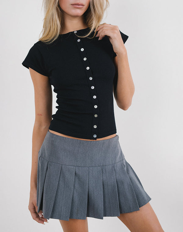 Motel Rocks Elmira Top In Flat Knit Black