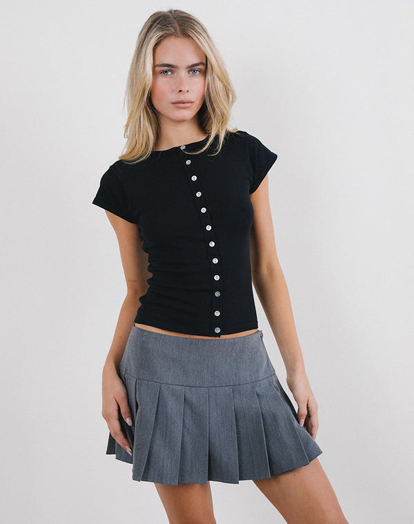 Motel Rocks Elmira Top In Flat Knit Black