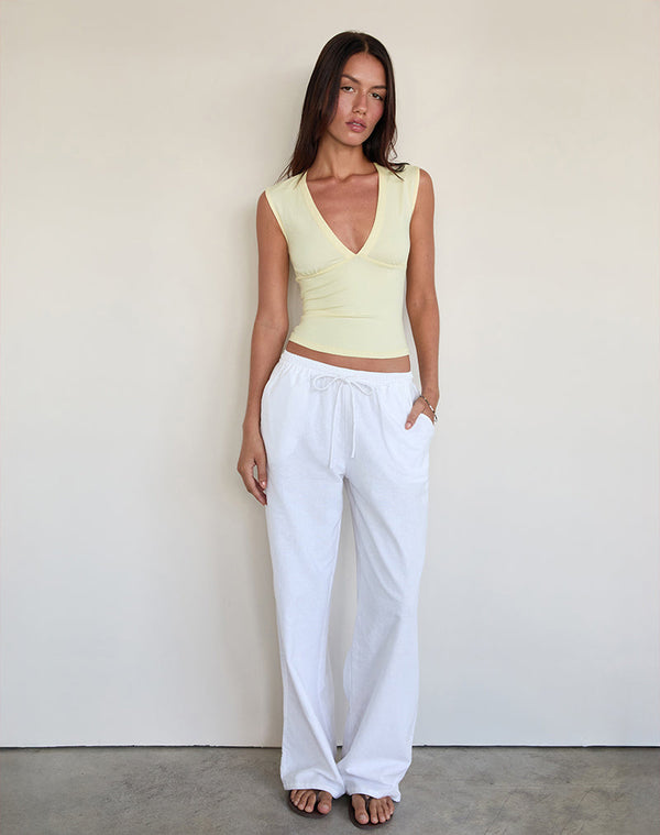 Motel Rocks Emberly Plunge Top In Lemon