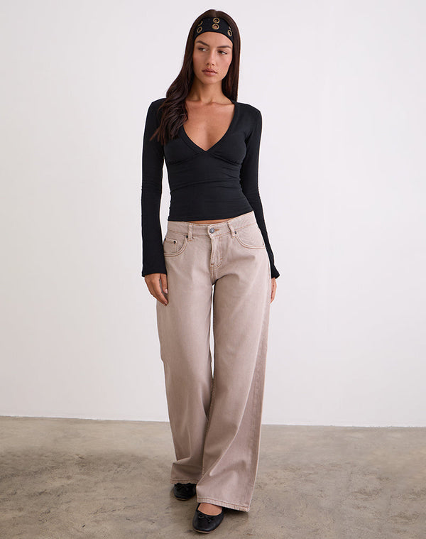 Motel Rocks Emesy Long Sleeve Top In Black