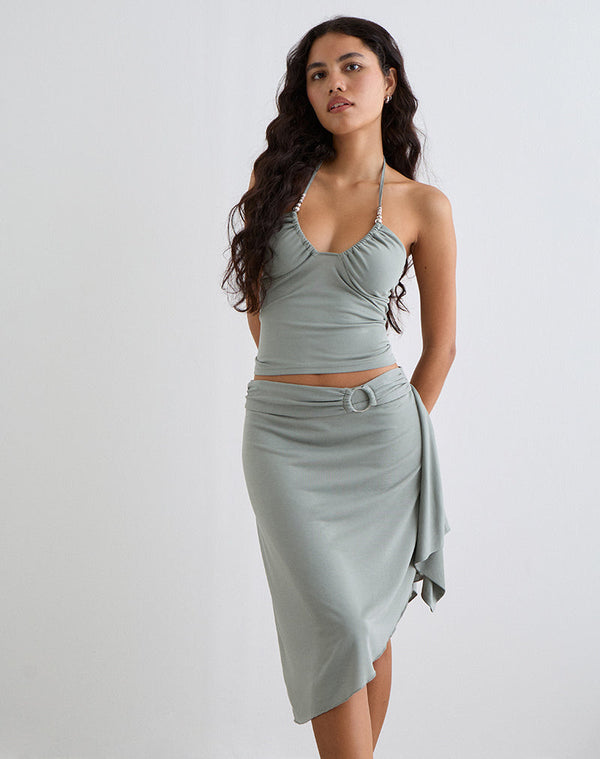 Motel Rocks Esmeray Midi Ring Skirt In London Fog