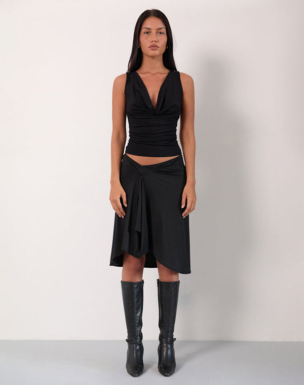 Motel Rocks Esmeray Midi Skirt In Black