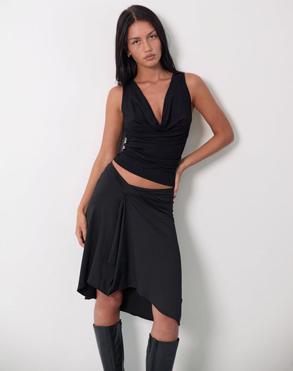 motel rocks Esmeray Midi Skirt In Black