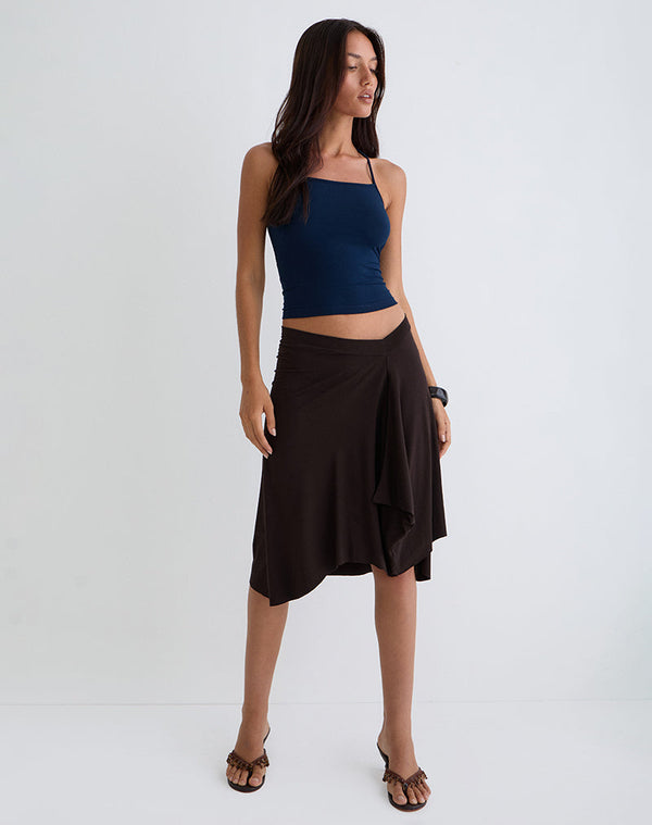 Motel Rocks Esmeray Midi Skirt In Chocolate Brown