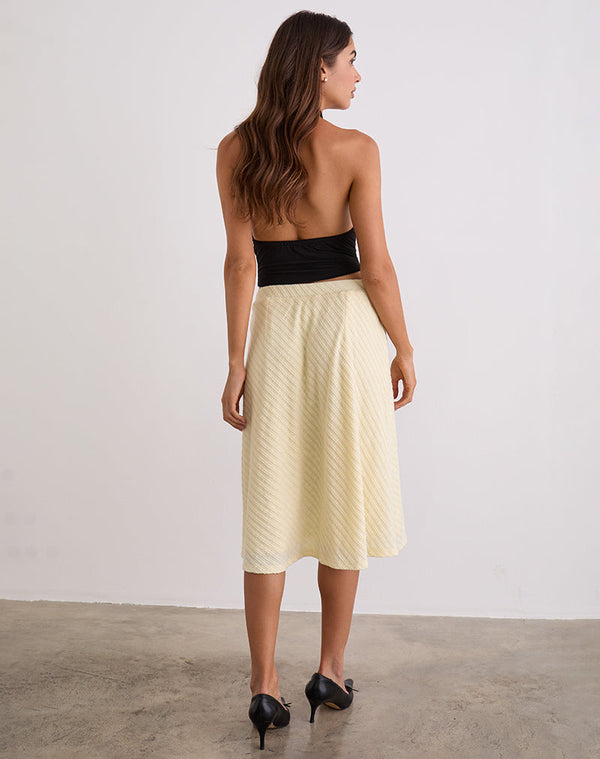Motel Rocks Esmeray Midi Skirt In Knit Buttercream