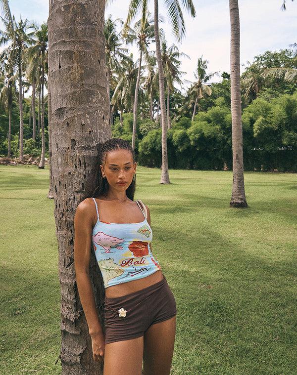 Motel Rocks Eunia Micro Shorts In Deep Mahogany