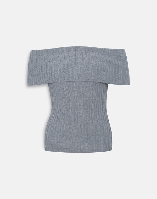 Motel Rocks Fahari Foldover Top In Rib Knit Grey