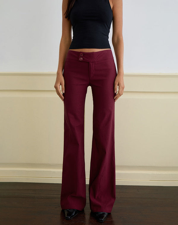 Motel Rocks Falita Trouser In Tailoring Burgundy