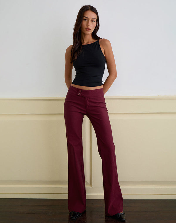 Motel Rocks Falita Trouser In Tailoring Burgundy