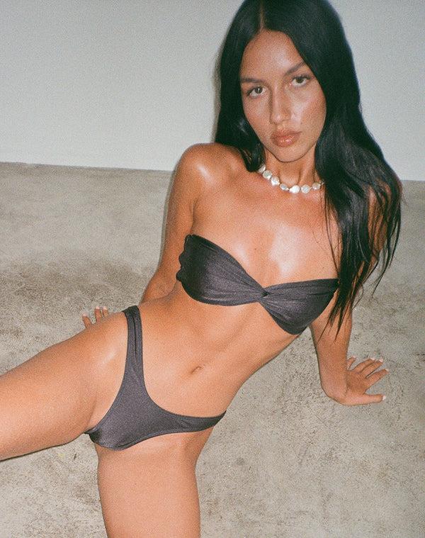 Motel Rocks Farida Bikini Bottom In Dark Grey