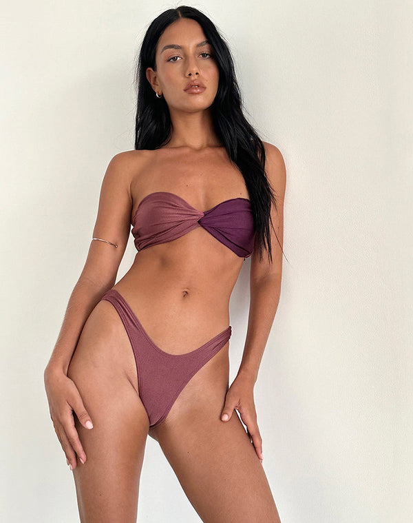 Motel Rocks Farida Bikini Bottom In Deep Mauve