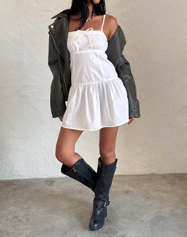 Motel Rocks Felin Mini Dress In White Poplin