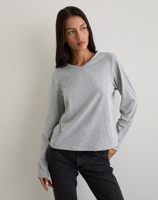 motel rocks Feman Top in Jersey Grey Marl