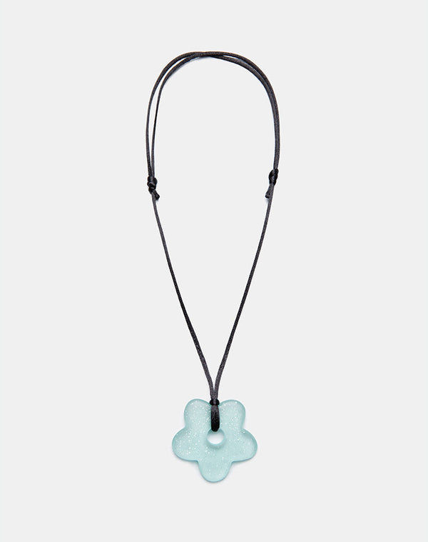 Motel Rocks Flower Necklace In Resin Blue