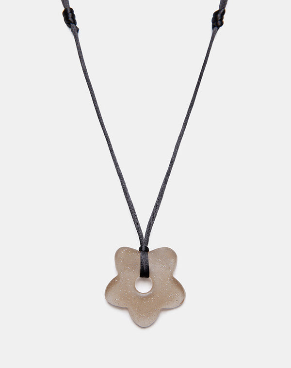 motel rocks Flower Necklace in Resin Brown