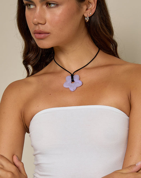 Motel Rocks Flower Necklace In Resin Lilac