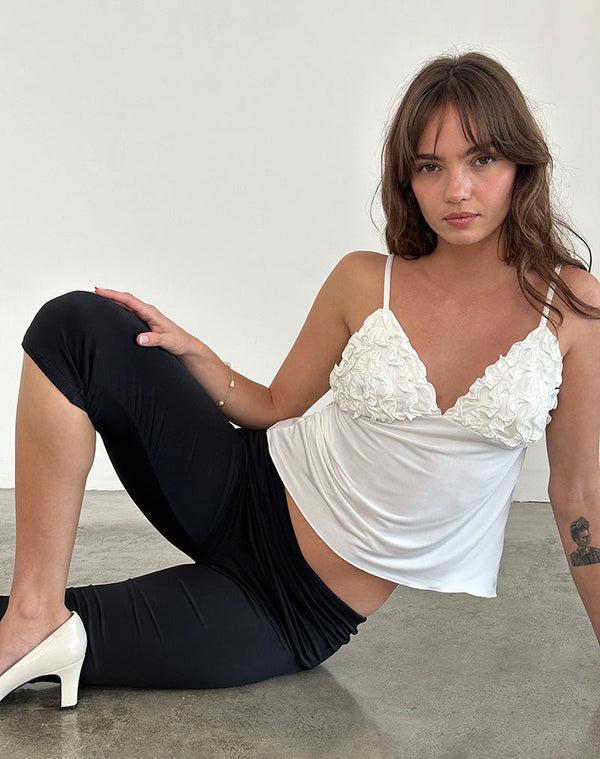 Motel Rocks Gio Ruffle Cami Top In Slinky Ivory