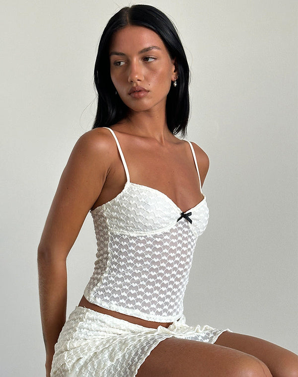 motel rocks Grafika Cami Top in Ivory Heart Lace