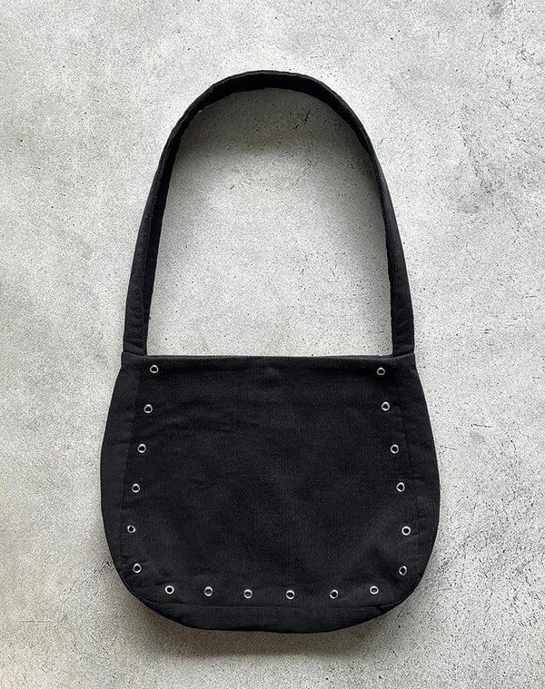 Motel Rocks Gundar Eyelet Bag In Babycord Black