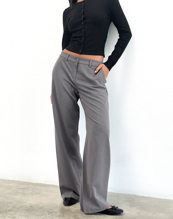 Motel Rocks Halda Wide Leg Trouser In Charcoal