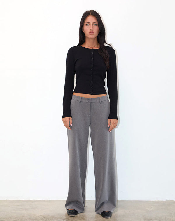 Motel Rocks Halda Wide Leg Trouser In Charcoal