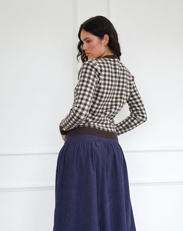 Motel Rocks Hanudia Cardi In Gingham Brown