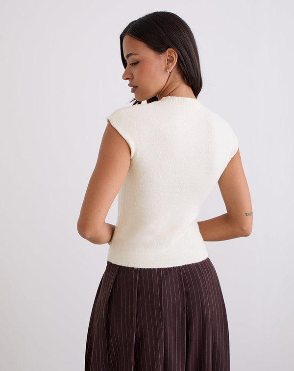 Motel Rocks Hanuva Top In Knit Cream