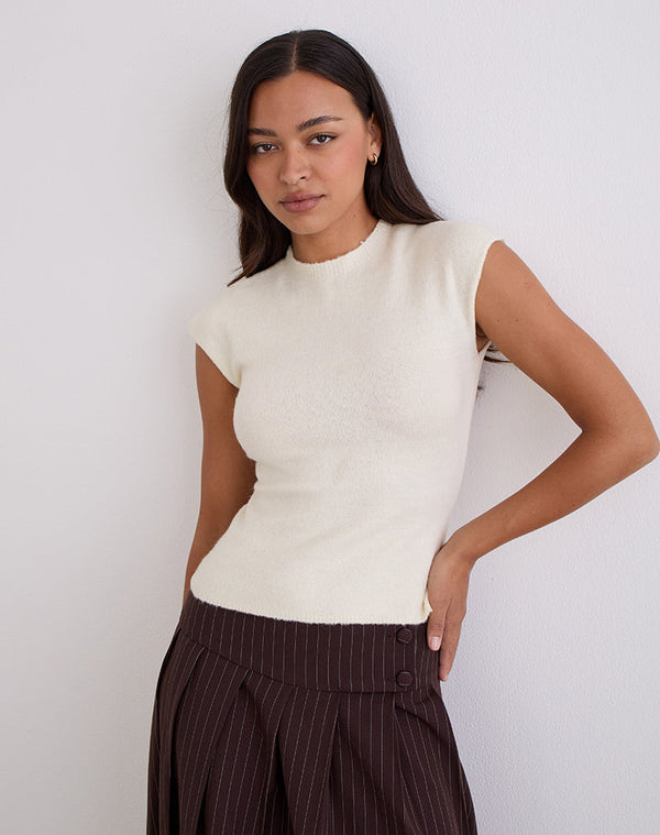 motel rocks Hanuva Top in Knit Cream