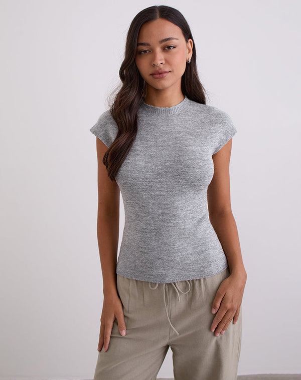 Motel Rocks Hanuva Top In Knit Grey