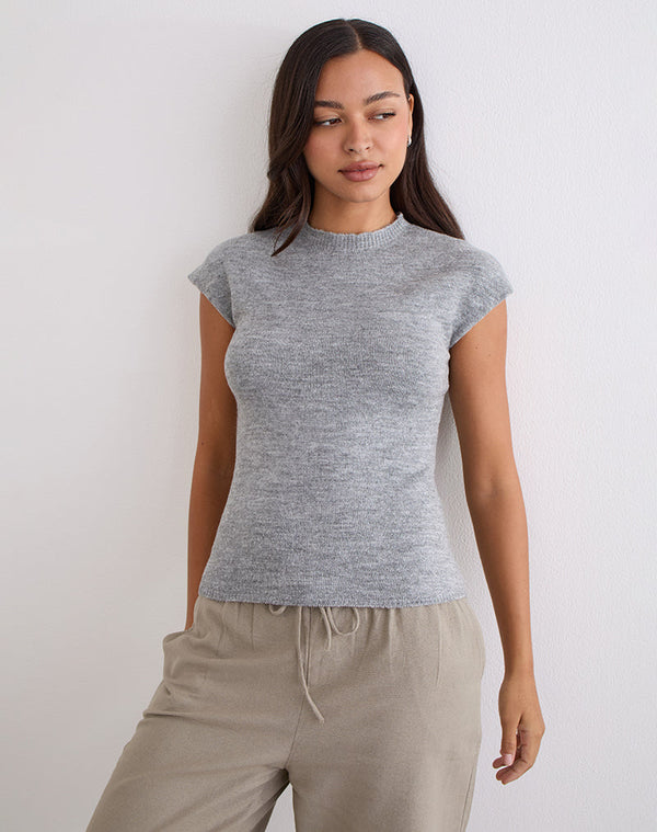 motel rocks Hanuva Top in Knit Grey