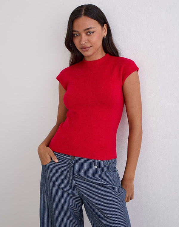 Motel Rocks Hanuva Top In Knit Red