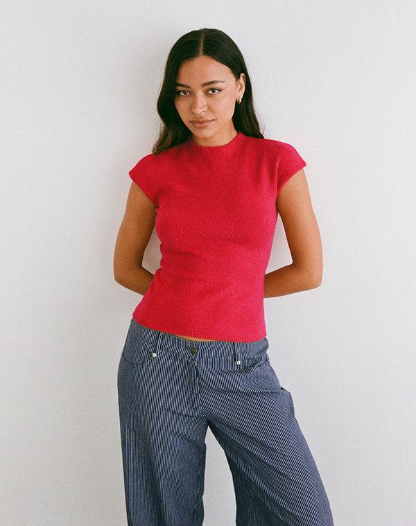 Motel Rocks Hanuva Top In Knit Red