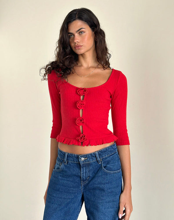 Motel Rocks Harpan Rosette Front Top In Red